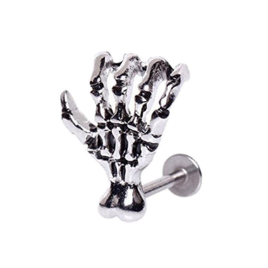 Skull Hand Lip Piercing