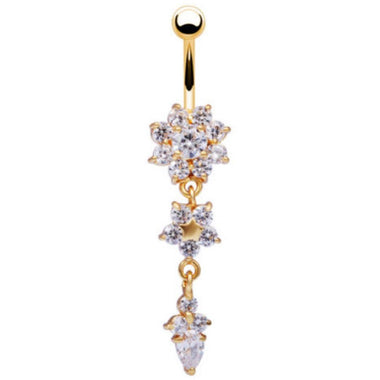 Drop Flower Rhinestones Belly Ring