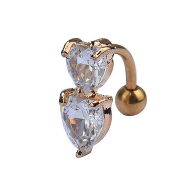 Double Heart Crystal Belly Ring