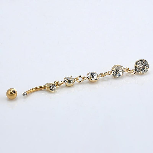 Long Drop Crystals Belly Rings