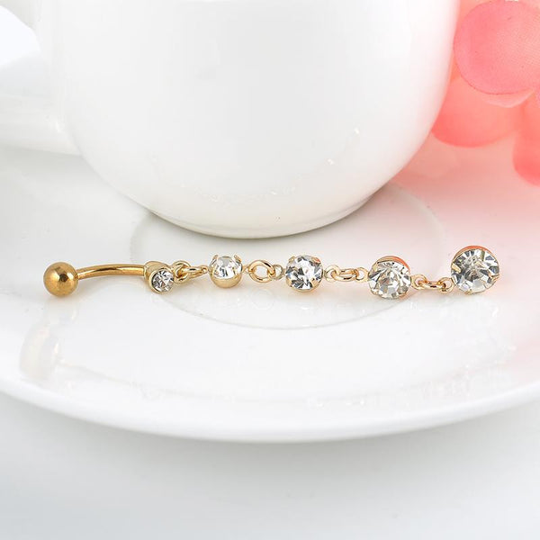 Long Drop Crystals Belly Rings