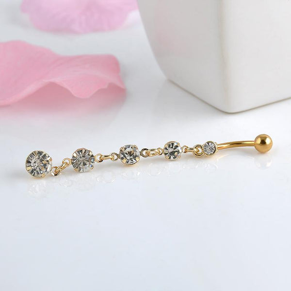 Long Drop Crystals Belly Rings