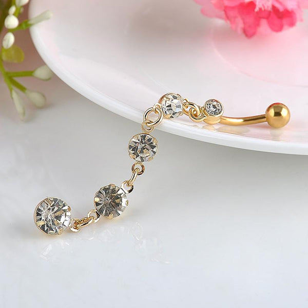 Long Drop Crystals Belly Rings