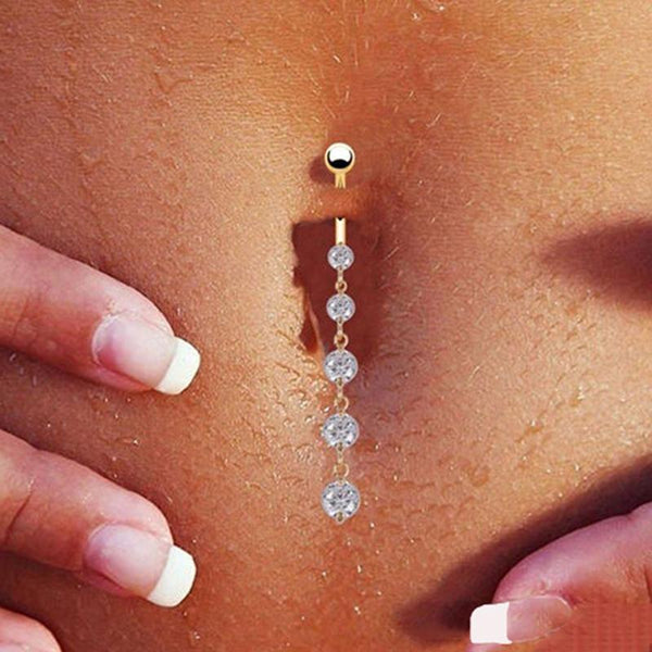 Long Drop Crystals Belly Rings